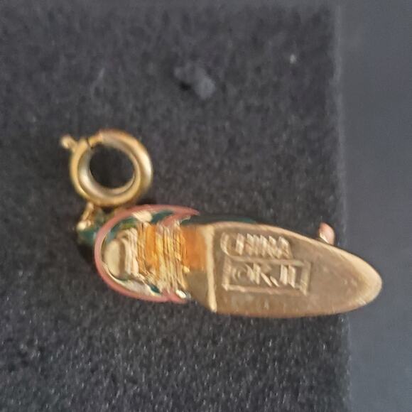 Kenneth J Lane KJL High Heel Shoe Charm Green Enamel‎ with Calla Lilly Accent - Picture 5 of 7